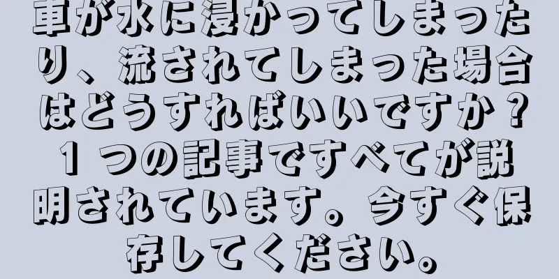 車が水に浸かってしまったり、流されてしまった場合はどうすればいいですか？ 1 つの記事ですべてが説明されています。今すぐ保存してください。