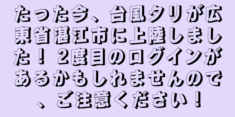 たった今、台風タリが広東省湛江市に上陸しました！ 2度目のログインがあるかもしれませんので、ご注意ください！