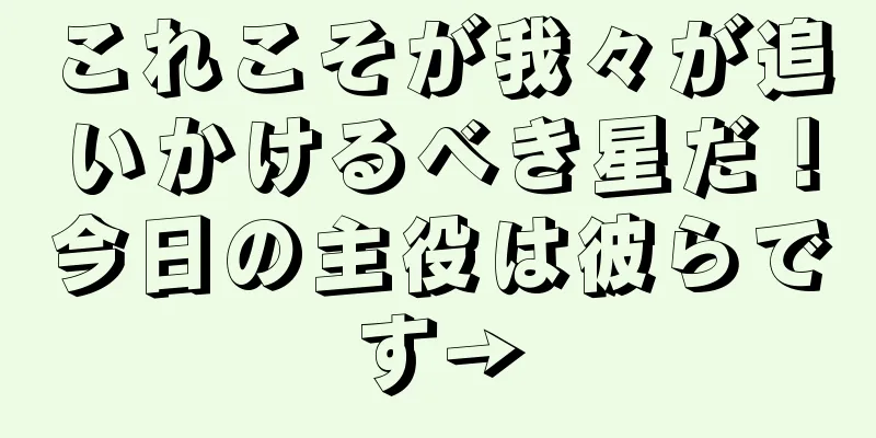 これこそが我々が追いかけるべき星だ！今日の主役は彼らです→