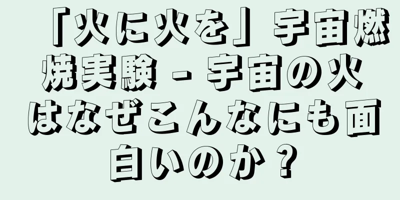 「火に火を」宇宙燃焼実験 - 宇宙の火はなぜこんなにも面白いのか？