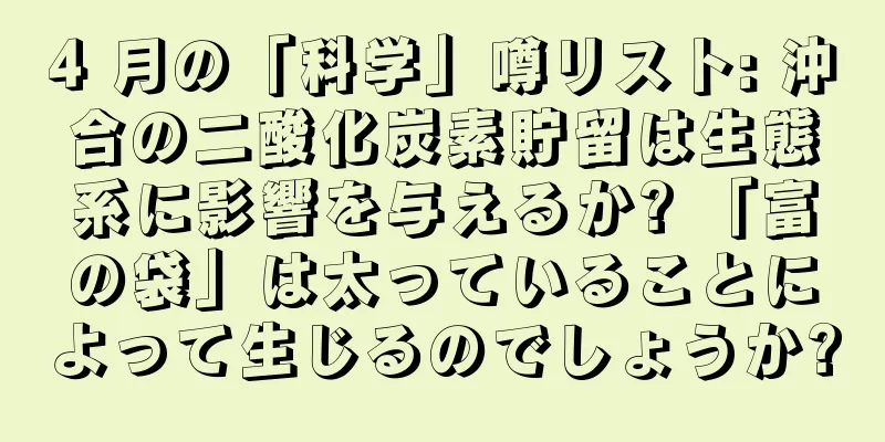 4 月の「科学」噂リスト: 沖合の二酸化炭素貯留は生態系に影響を与えるか? 「富の袋」は太っていることによって生じるのでしょうか?