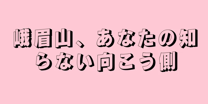 峨眉山、あなたの知らない向こう側