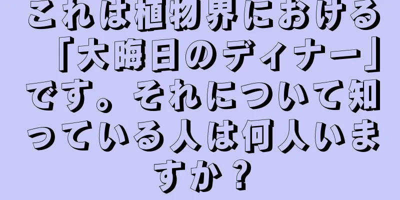 これは植物界における「大晦日のディナー」です。それについて知っている人は何人いますか？