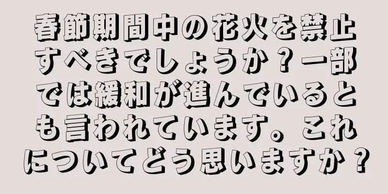 春節期間中の花火を禁止すべきでしょうか？一部では緩和が進んでいるとも言われています。これについてどう思いますか？