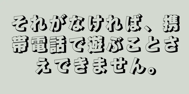 それがなければ、携帯電話で遊ぶことさえできません。