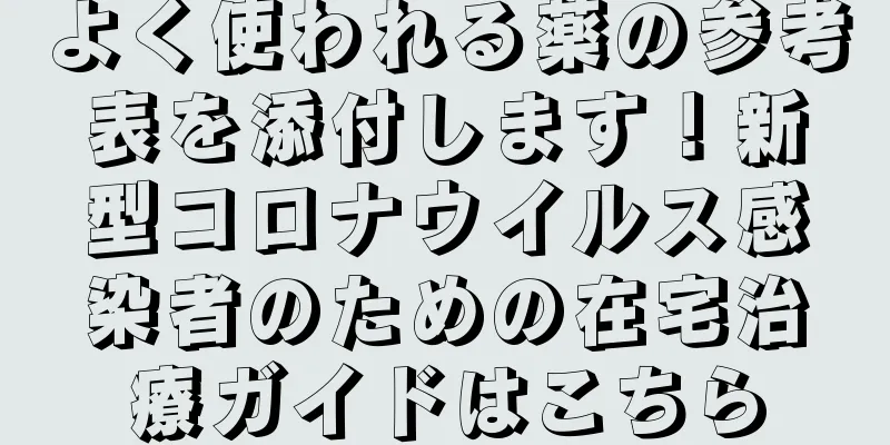 よく使われる薬の参考表を添付します！新型コロナウイルス感染者のための在宅治療ガイドはこちら