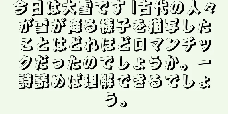 今日は大雪です |古代の人々が雪が降る様子を描写したことはどれほどロマンチックだったのでしょうか。一詩読めば理解できるでしょう。