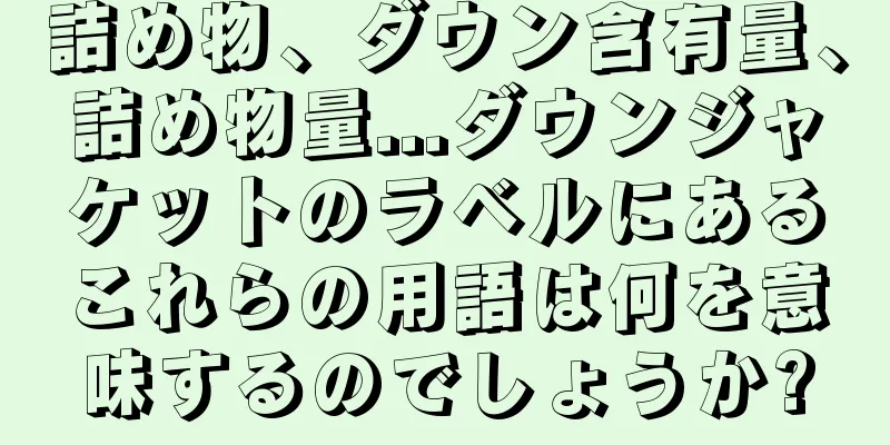詰め物、ダウン含有量、詰め物量...ダウンジャケットのラベルにあるこれらの用語は何を意味するのでしょうか?