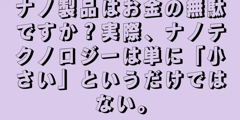 ナノ製品はお金の無駄ですか？実際、ナノテクノロジーは単に「小さい」というだけではない。