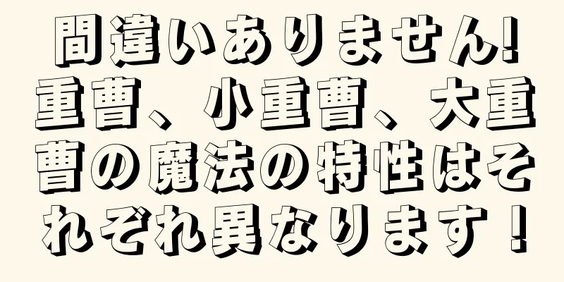 間違いありません!重曹、小重曹、大重曹の魔法の特性はそれぞれ異なります！