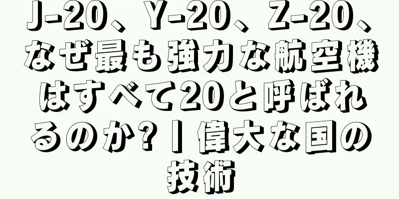 J-20、Y-20、Z-20、なぜ最も強力な航空機はすべて20と呼ばれるのか?丨偉大な国の技術