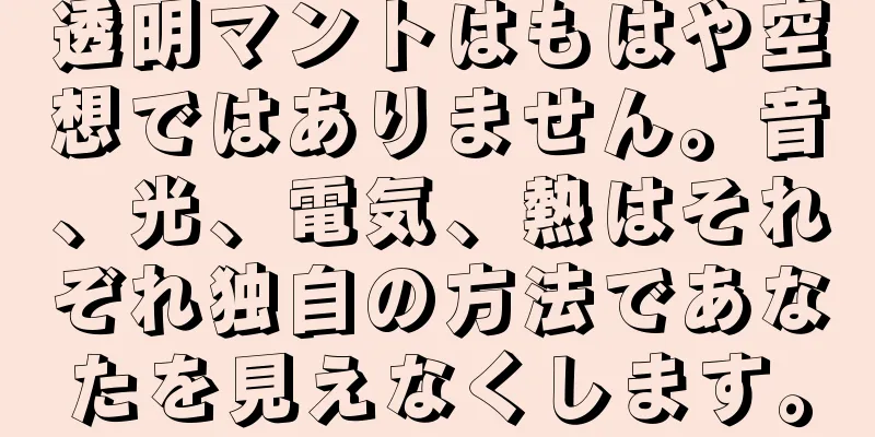 透明マントはもはや空想ではありません。音、光、電気、熱はそれぞれ独自の方法であなたを見えなくします。