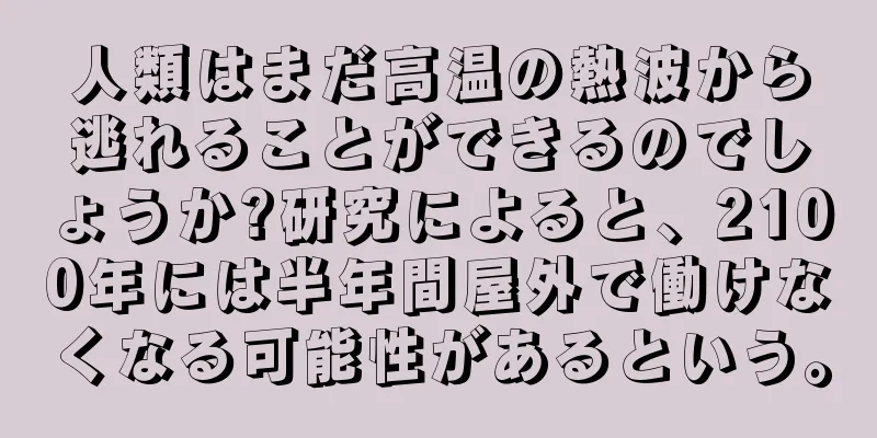 人類はまだ高温の熱波から逃れることができるのでしょうか?研究によると、2100年には半年間屋外で働けなくなる可能性があるという。
