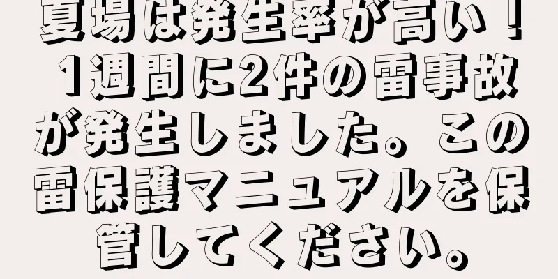 夏場は発生率が高い！ 1週間に2件の雷事故が発生しました。この雷保護マニュアルを保管してください。