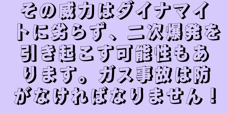 その威力はダイナマイトに劣らず、二次爆発を引き起こす可能性もあります。ガス事故は防がなければなりません！