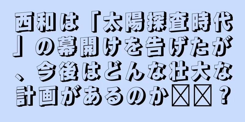 西和は「太陽探査時代」の幕開けを告げたが、今後はどんな壮大な計画があるのか​​？