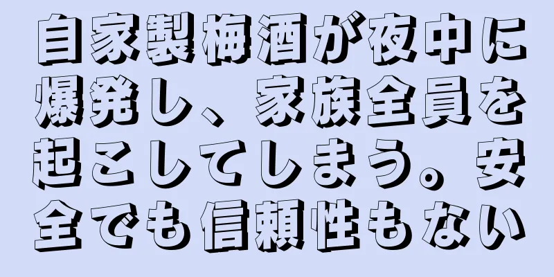 自家製梅酒が夜中に爆発し、家族全員を起こしてしまう。安全でも信頼性もない