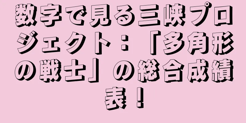 数字で見る三峡プロジェクト：「多角形の戦士」の総合成績表！