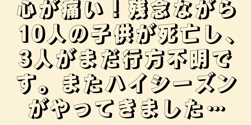 心が痛い！残念ながら10人の子供が死亡し、3人がまだ行方不明です。またハイシーズンがやってきました…