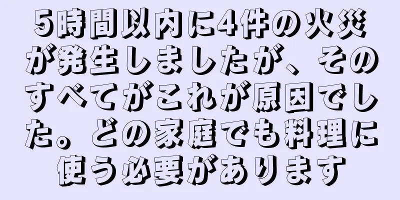 5時間以内に4件の火災が発生しましたが、そのすべてがこれが原因でした。どの家庭でも料理に使う必要があります