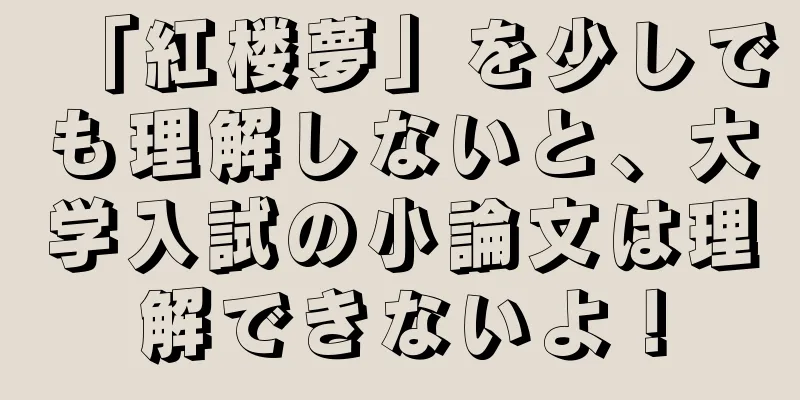 「紅楼夢」を少しでも理解しないと、大学入試の小論文は理解できないよ！