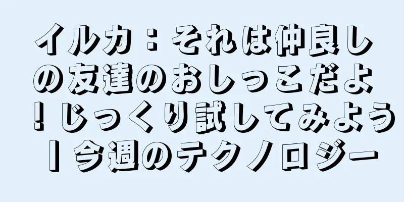イルカ：それは仲良しの友達のおしっこだよ！じっくり試してみよう丨今週のテクノロジー
