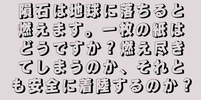 隕石は地球に落ちると燃えます。一枚の紙はどうですか？燃え尽きてしまうのか、それとも安全に着陸するのか？