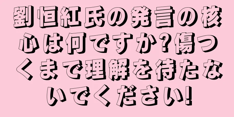 劉恒紅氏の発言の核心は何ですか?傷つくまで理解を待たないでください!