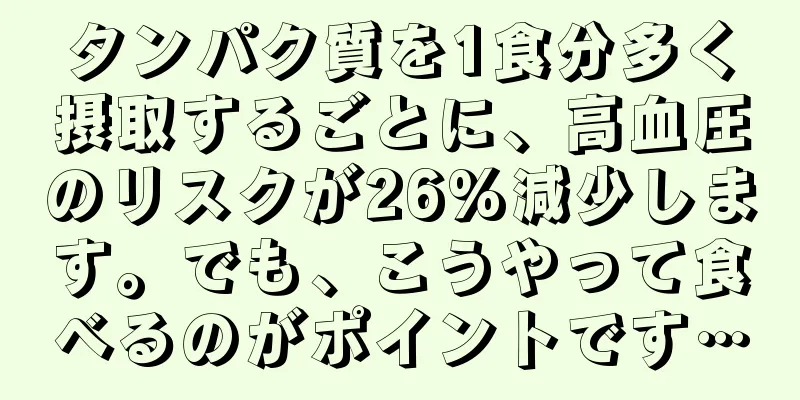 タンパク質を1食分多く摂取するごとに、高血圧のリスクが26%減少します。でも、こうやって食べるのがポイントです…