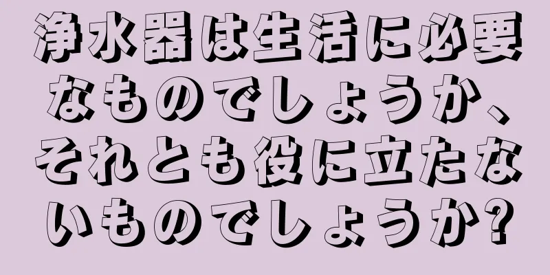 浄水器は生活に必要なものでしょうか、それとも役に立たないものでしょうか?