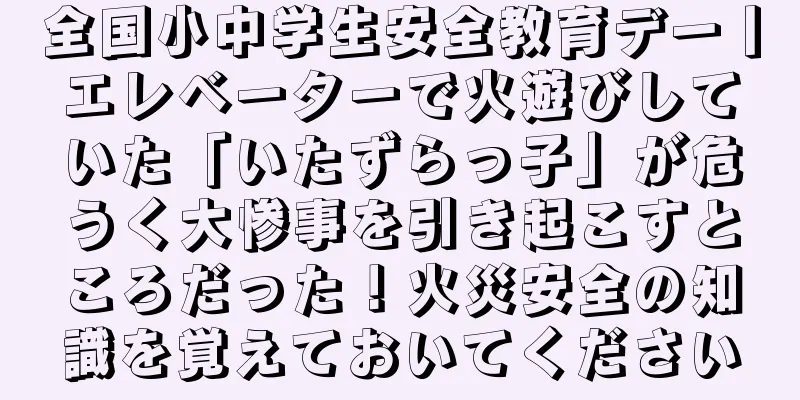 全国小中学生安全教育デー丨エレベーターで火遊びしていた「いたずらっ子」が危うく大惨事を引き起こすところだった！火災安全の知識を覚えておいてください