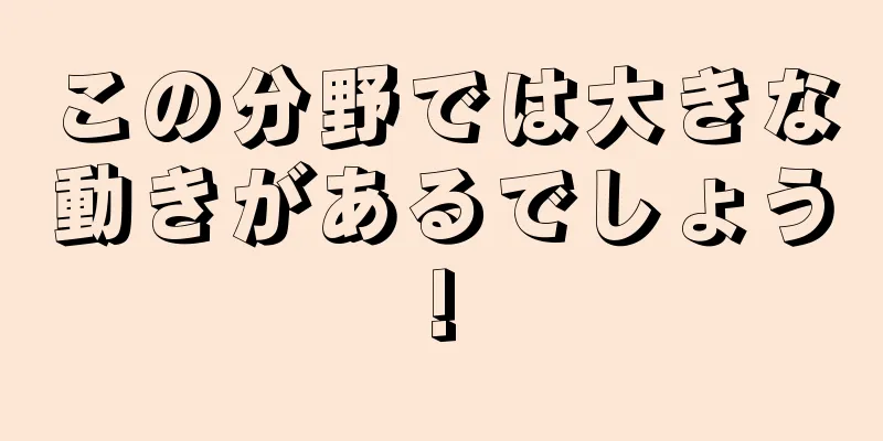 この分野では大きな動きがあるでしょう!