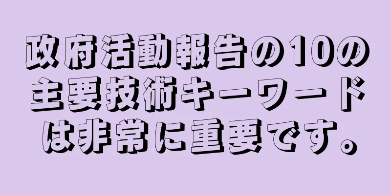 政府活動報告の10の主要技術キーワードは非常に重要です。