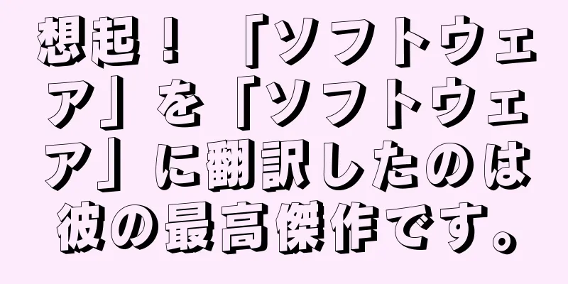 想起！ 「ソフトウェア」を「ソフトウェア」に翻訳したのは彼の最高傑作です。