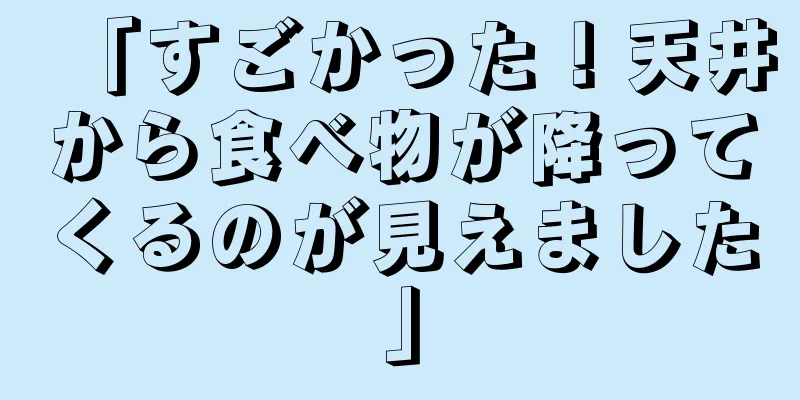 「すごかった！天井から食べ物が降ってくるのが見えました」