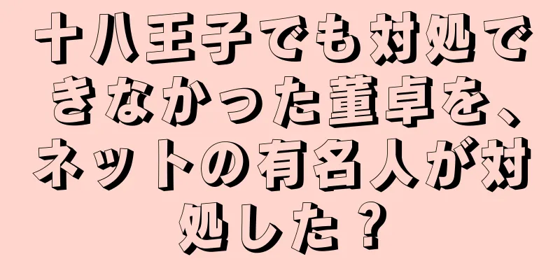 十八王子でも対処できなかった董卓を、ネットの有名人が対処した？
