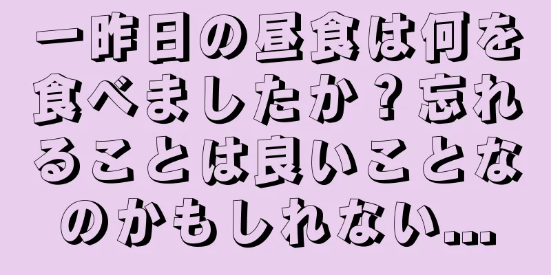 一昨日の昼食は何を食べましたか？忘れることは良いことなのかもしれない...