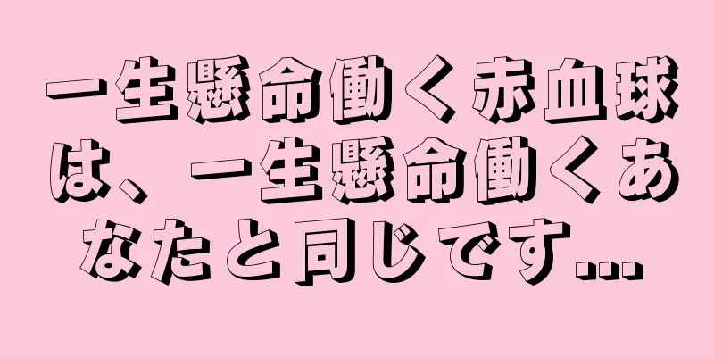 一生懸命働く赤血球は、一生懸命働くあなたと同じです...