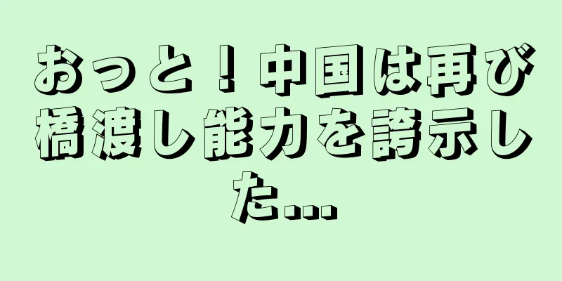 おっと！中国は再び橋渡し能力を誇示した...