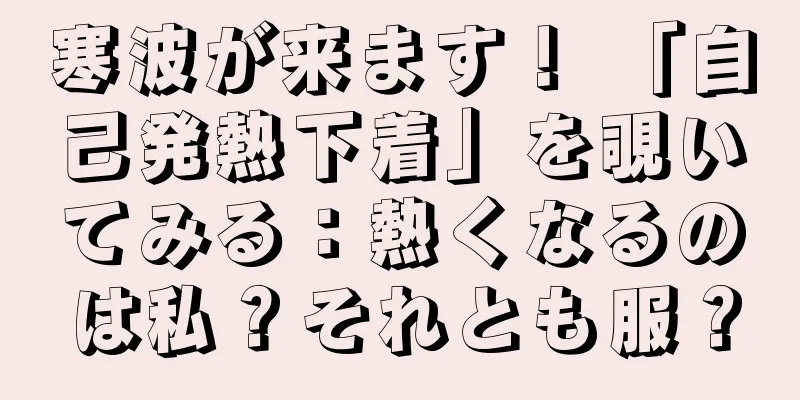 寒波が来ます！ 「自己発熱下着」を覗いてみる：熱くなるのは私？それとも服？