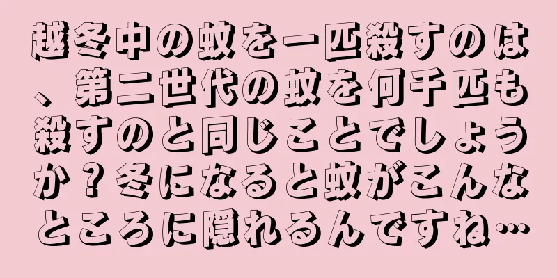 越冬中の蚊を一匹殺すのは、第二世代の蚊を何千匹も殺すのと同じことでしょうか？冬になると蚊がこんなところに隠れるんですね…