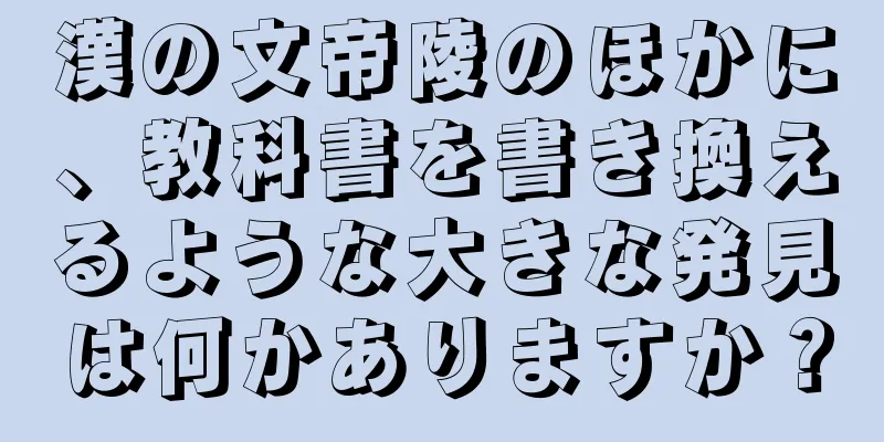 漢の文帝陵のほかに、教科書を書き換えるような大きな発見は何かありますか？