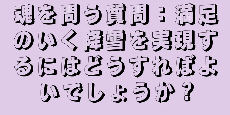 魂を問う質問：満足のいく降雪を実現するにはどうすればよいでしょうか？