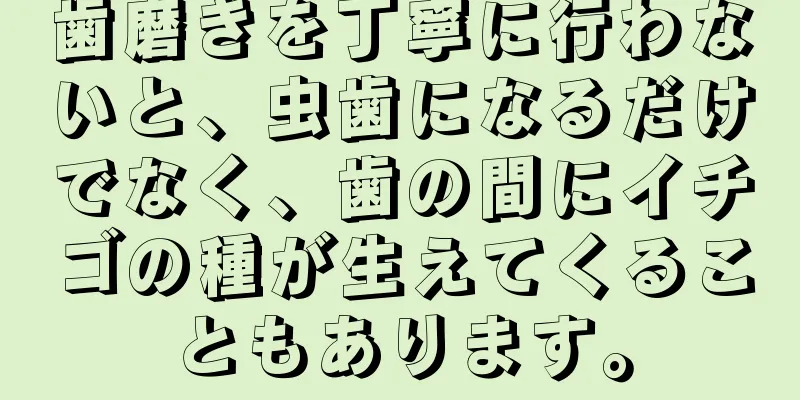 歯磨きを丁寧に行わないと、虫歯になるだけでなく、歯の間にイチゴの種が生えてくることもあります。