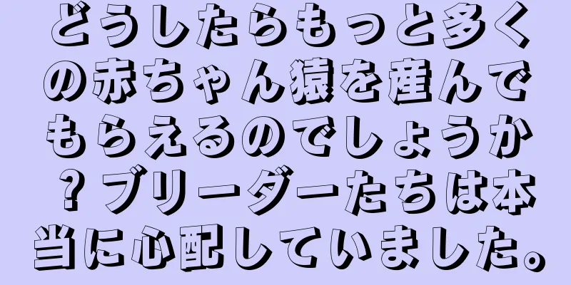 どうしたらもっと多くの赤ちゃん猿を産んでもらえるのでしょうか？ブリーダーたちは本当に心配していました。