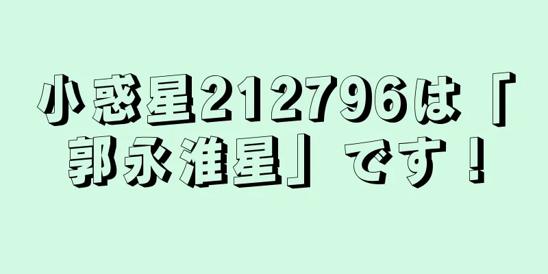 小惑星212796は「郭永淮星」です！