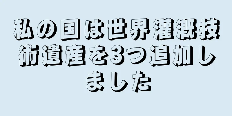 私の国は世界灌漑技術遺産を3つ追加しました