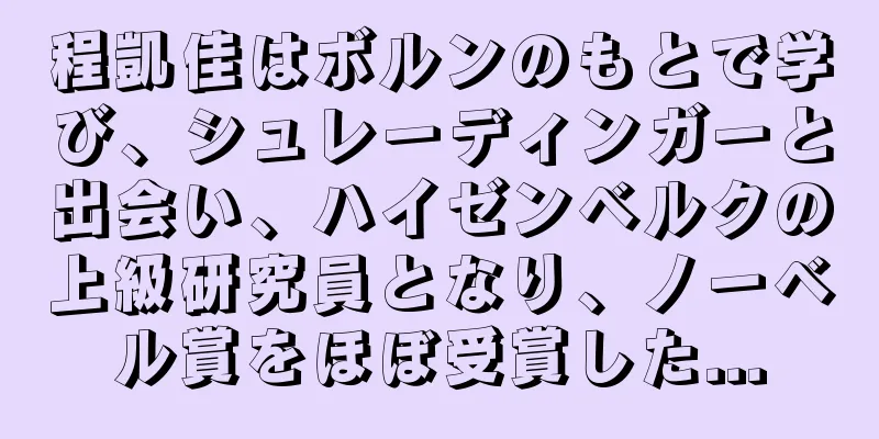 程凱佳はボルンのもとで学び、シュレーディンガーと出会い、ハイゼンベルクの上級研究員となり、ノーベル賞をほぼ受賞した...