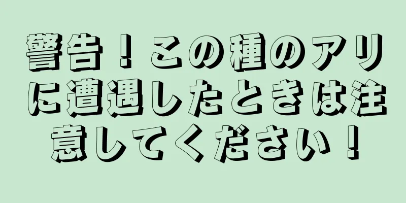 警告！この種のアリに遭遇したときは注意してください！