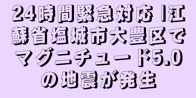 24時間緊急対応 |江蘇省塩城市大豊区でマグニチュード5.0の地震が発生